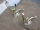 Salvage Antique In Brass Fish Shape Bathroom Pair Shelf Wall Bracket Hooks & Brackets photo 3