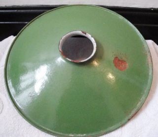 French Vintage Green Enamel Light Shade Shabby Chic Industrial photo