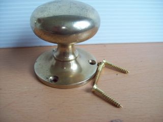 Vintage Reclaimed Brass Door Knob And Backplate,  With Screws photo
