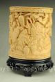 China Boxwood Pure Hand - Carved Eight Immortals Brush Pot Pencil Vase“八仙过海” Buddha photo 1
