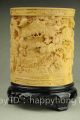 China Boxwood Pure Hand - Carved Eight Immortals Brush Pot Pencil Vase“八仙过海” Buddha photo 2