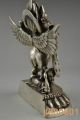 Collectible China Handwork Tibet Silver Carving Eagle God Man Decor Statue Noble Statues photo 2