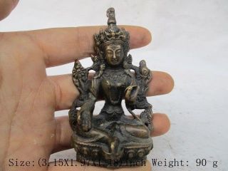 Ancient China Old Tibetan Brass Statue Of Avalokitesvara As364 photo