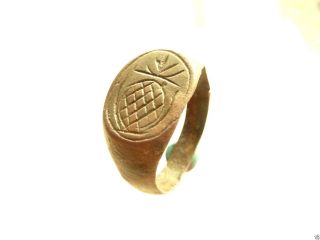 Post - Medieval Bronze Seal - Ring (r342). photo
