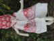Primitive Rag Doll Feed Sack Dress Embroidered Face Primitives photo 3