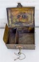 1800s Indian Antique Hand Crafted Engraved Brass Cash Money Box With Lock India photo 5