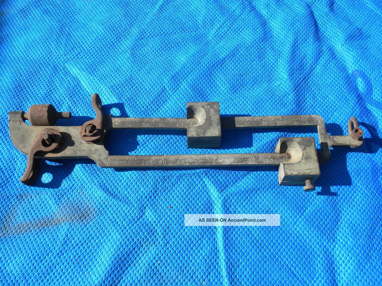 Solid Brass Yard 1912 Antique Sliding Scale 500 Lbs Cap Antique 5034 Scales photo