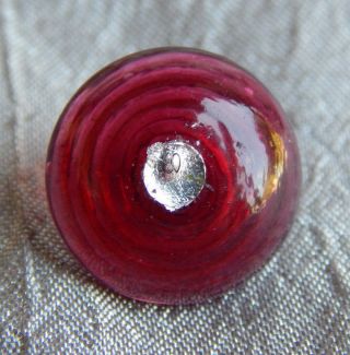 Antique 1800 ' S Glass Button Red W/ Foil Bullseye Swirl Back Charmstring 607a photo