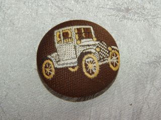 Antique Vintage Frabric Covered Button Car 1066 - B photo