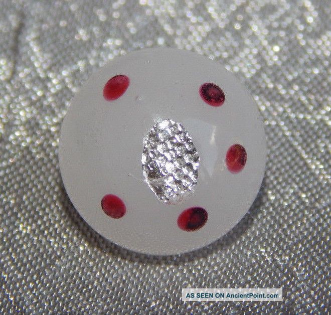 Antique 1800 ' S Glass Button Foil Bullseye Swirl Back Charmstring 626a Buttons photo