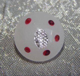 Antique 1800 ' S Glass Button Foil Bullseye Swirl Back Charmstring 626a photo