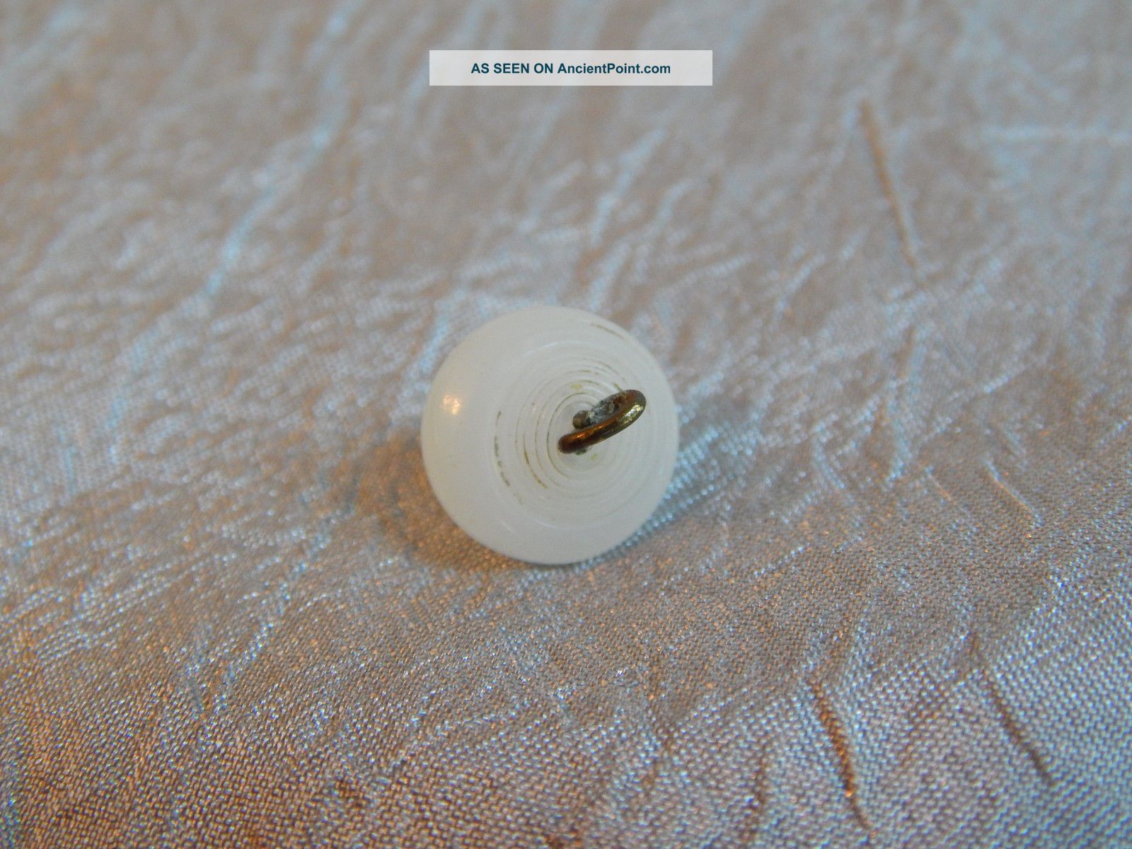 Antique 1800s Glass Button Cone Shape Pink Bullseye Swirl Back Charmstring 710a Buttons photo