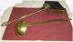 Antique Hearth Ware Solid Brass Ladle & Sq.  Bed Warmer / Roaster Punched Angel Hearth Ware photo 3