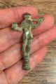 17th Century.  Brass Pipe Tamper.  Design Of A Man Holding Pipe And Tankard British photo 1