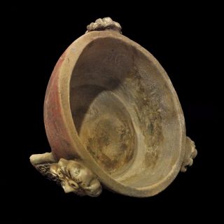 Teotihuacan Ceramic Tripod Vessel - Precolumbian Antique Pottery - Maya Olmec photo