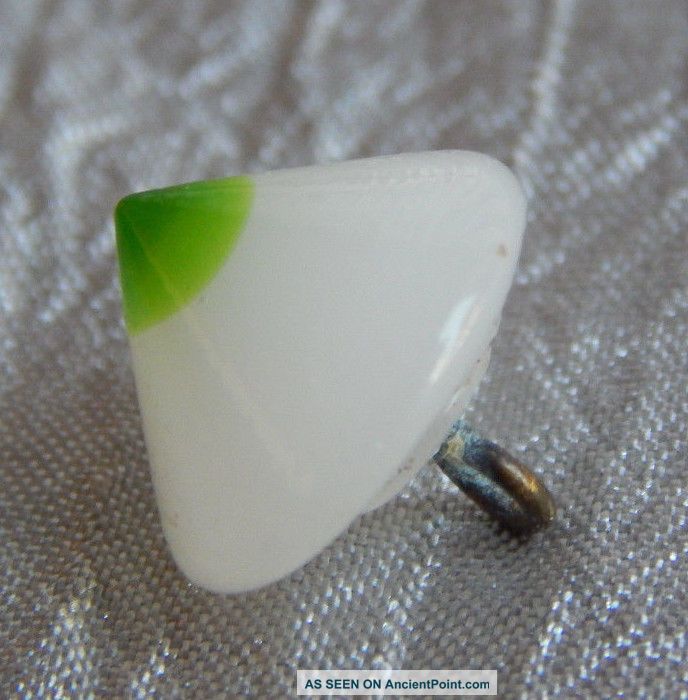 Antique Swirl Back Glass Button Cone Shape Lime Green Bullseye Charmstring 654a Buttons photo