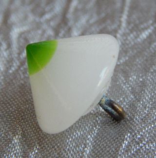 Antique Swirl Back Glass Button Cone Shape Lime Green Bullseye Charmstring 654a photo