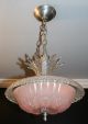 Antique Pink Glass Semi Flush 1940s Art Deco Light Fixture Chandelier Chandeliers, Fixtures, Sconces photo 1