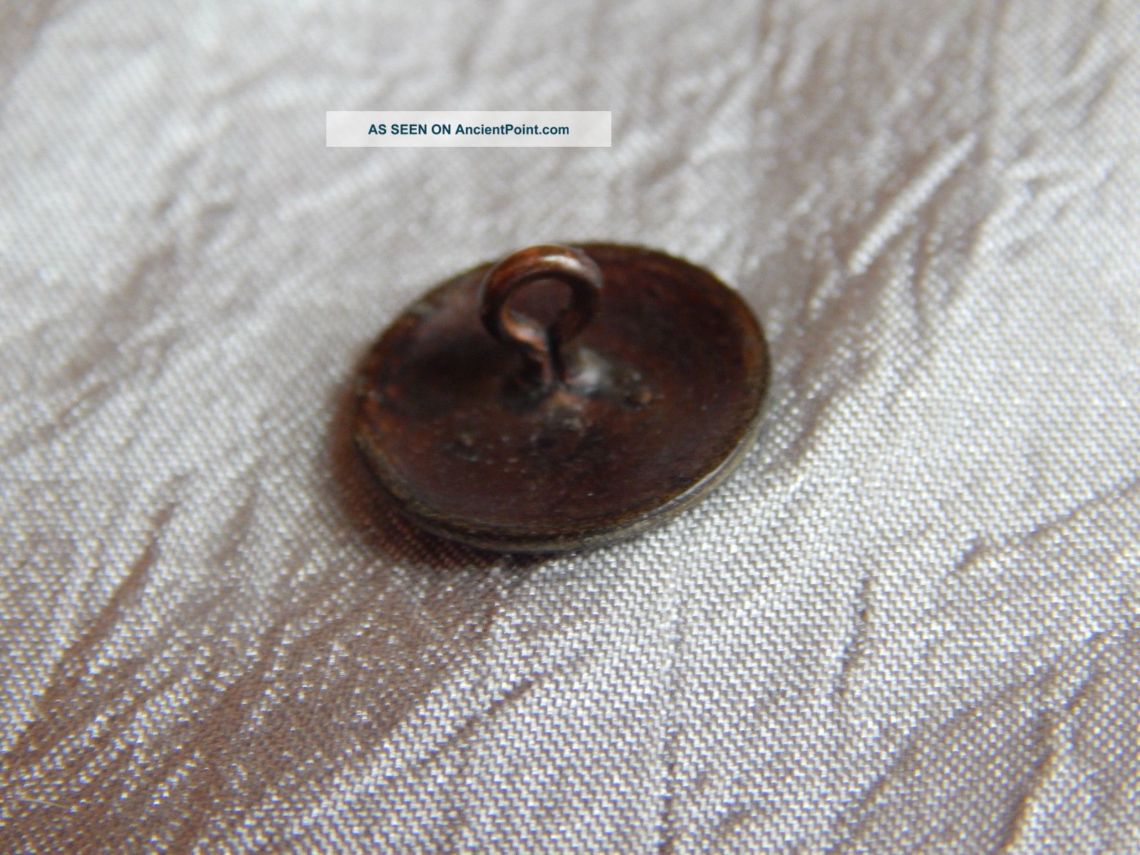 Antique Bright Cut Pewter Button W/steel Rivet Amber Tint 810a Buttons photo
