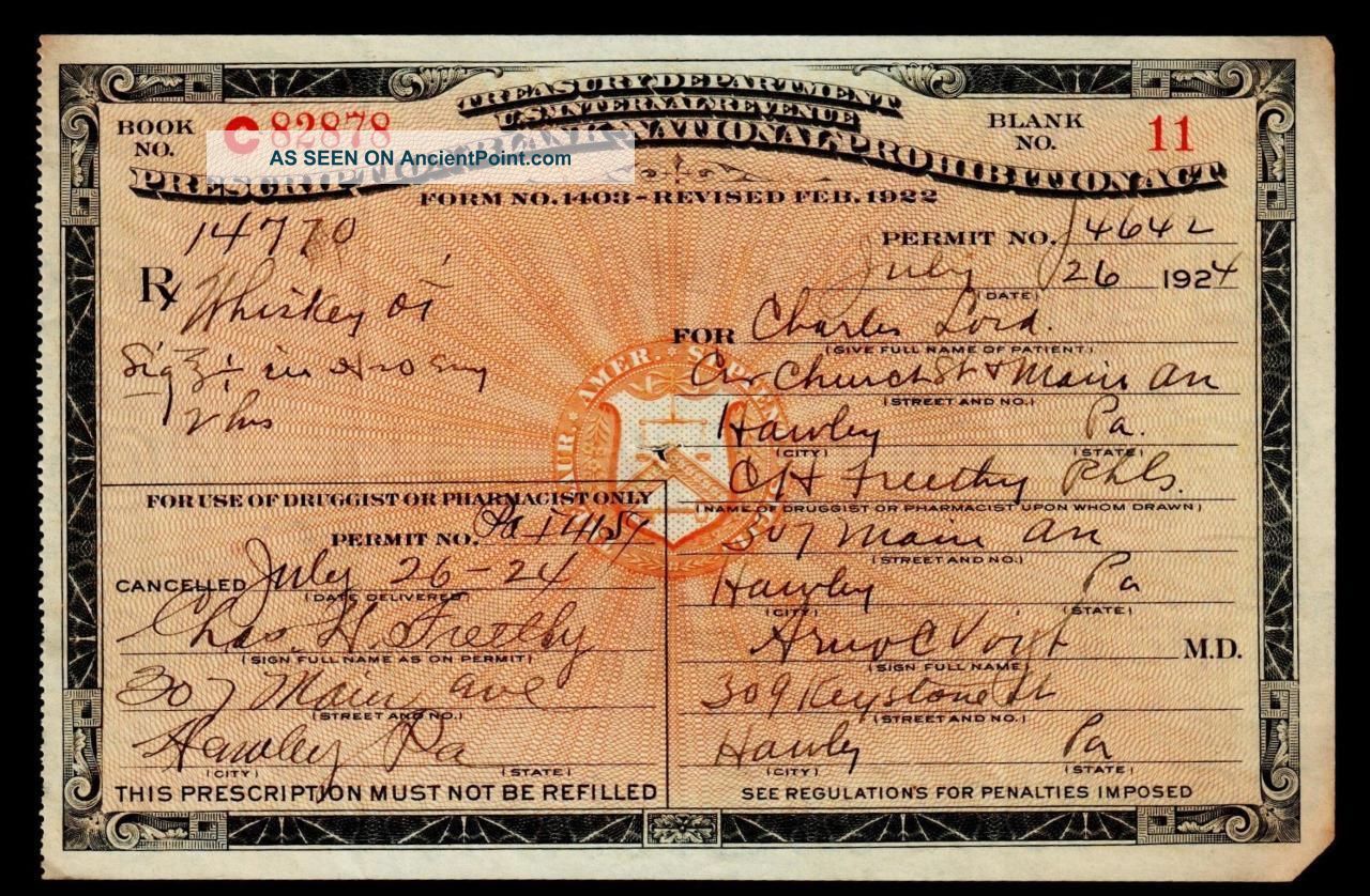 Prohibition Prescription Whiskey Pint Bottle Antique Lord Rx Pharmacy Doctor Bar Other Medical Antiques photo
