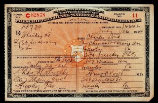 Prohibition Prescription Whiskey Pint Bottle Antique Lord Rx Pharmacy Doctor Bar photo