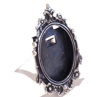 Miniature Art Nouveau Style Oval Standing Photo Frame Solid Sterling Silver 925 photo