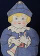 Vtg Antique Primitive Litho Printed Fabric Cloth Rag Little Boy Blue Doll Toy Primitives photo 2