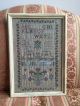 Early Americana Primitive Reproduction Cross Stitch Sampler In Old Painted Frame Primitives photo 1