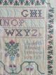 Early Americana Primitive Reproduction Cross Stitch Sampler In Old Painted Frame Primitives photo 2