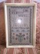 Early Americana Primitive Reproduction Cross Stitch Sampler In Old Painted Frame Primitives photo 4