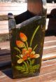 Antique Wood Hand Carved Flower Painted Wall Box Candle Mail Primitive Primitives photo 5