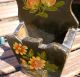 Antique Wood Hand Carved Flower Painted Wall Box Candle Mail Primitive Primitives photo 6
