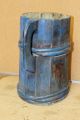 Rare Late 18th C American Wooden Staved Tavern Tankard In Great Old Blue Paint Primitives photo 3