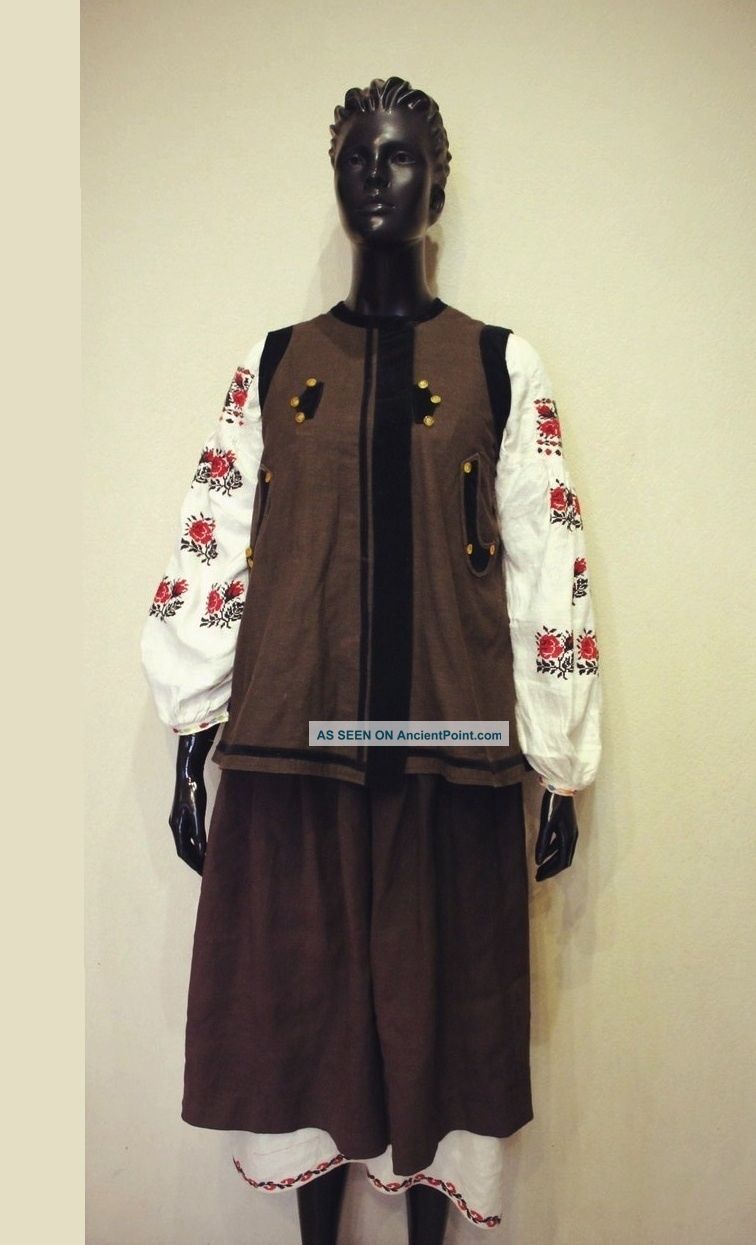 Antique Ukrainian Ladies ' Costume Dnipro Area Xix Century,  Wool,  Hemp Other Ethnographic Antiques photo