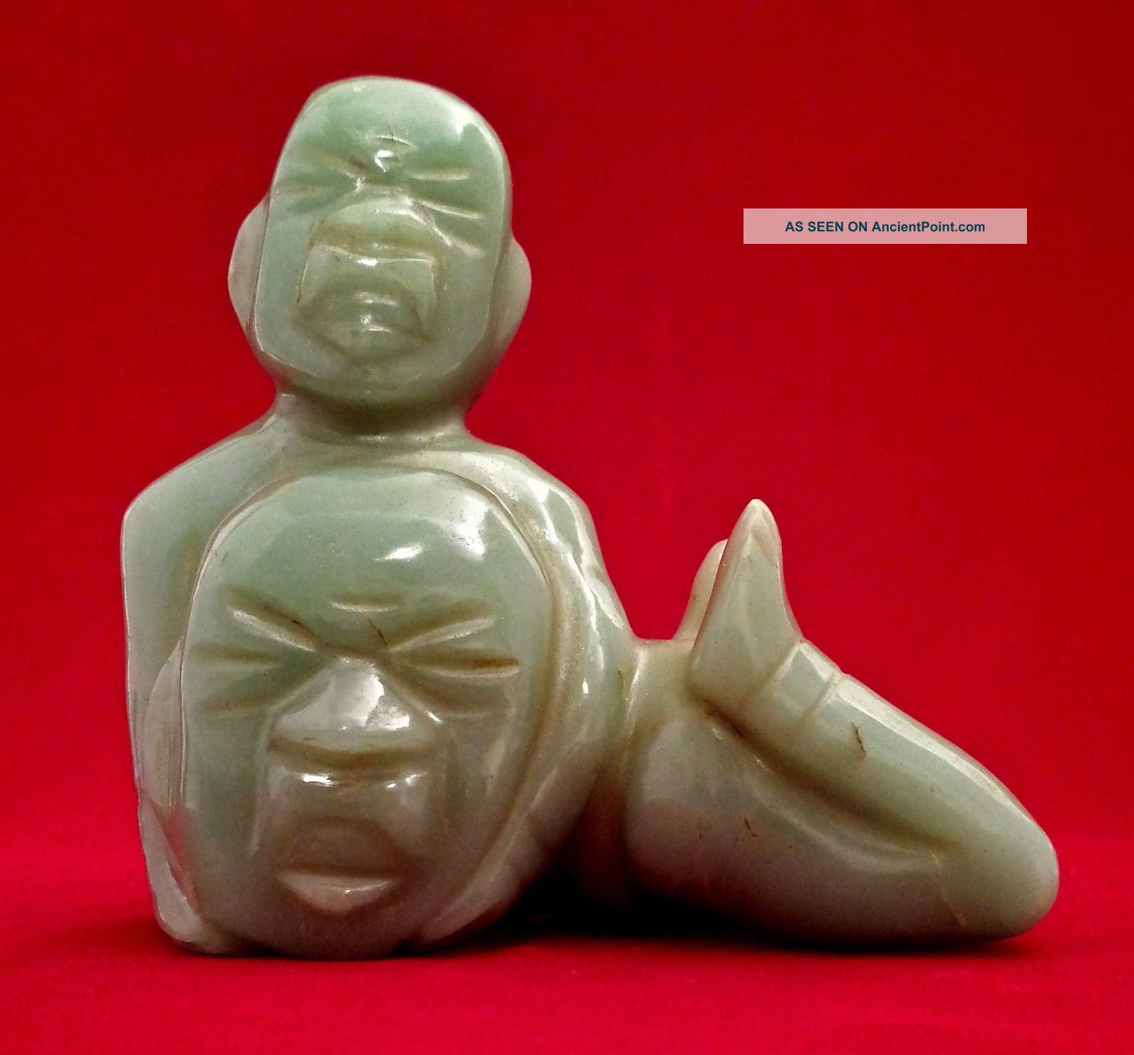 Olmec Carved Green Stone Figure - Antique Pre Columbian Style Statue - Maya Aztec The Americas photo