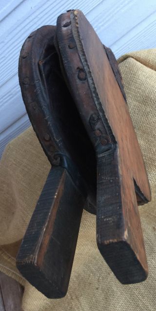 Antique Fireplace Bellows Fire Starter - Turtle Back Wood And Leather photo