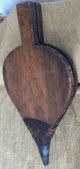 Antique Fireplace Bellows Fire Starter - Turtle Back Wood And Leather Hearth Ware photo 1