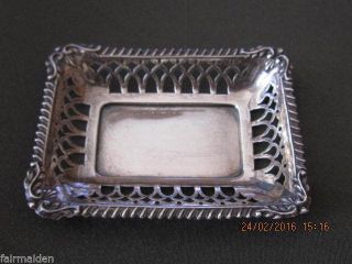 Late Victorian Henry Matthews Sterling Silver Open Fret Work Pin Tray Gorgeous photo