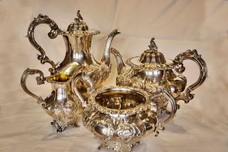 Solid Sterling Silver Victorian 4 Piece Tea Service - Hayne & Cater 1842 photo