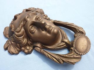 Antique/vintage Reclaimed Large Heavy Brass Roman Face Head Door Knocker photo
