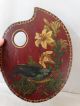 Antique 19thc Victorian Bird Nest Flower Still Life Wood Artist Palate Painting Other Antique Woodenware photo 2