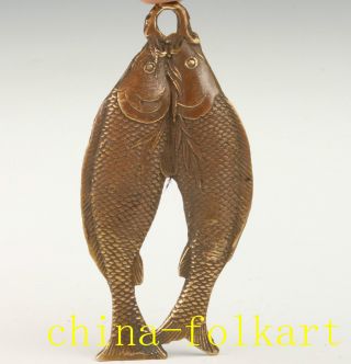 Old Bronze Statue Lovely Fish Carving Key Chain Pendant Handmade Ornaments photo
