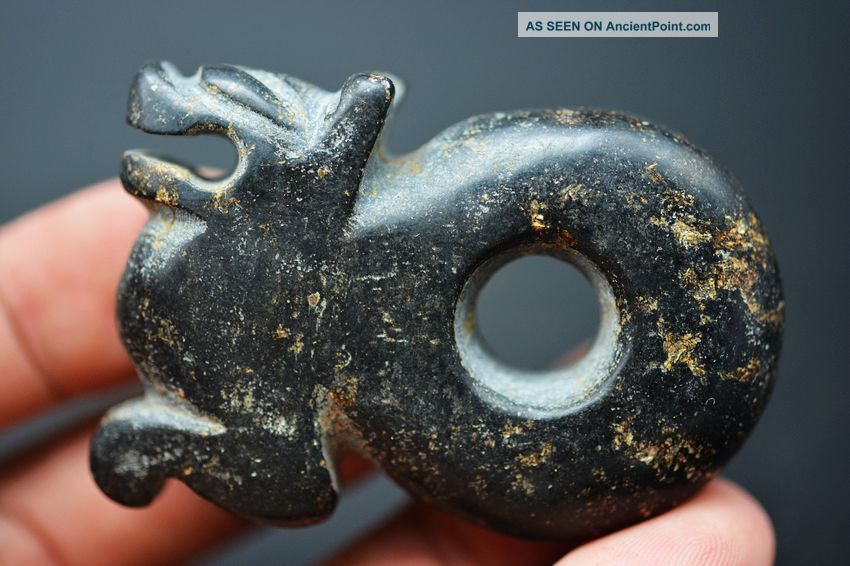 Unique Chinese Hongshan Culture Old Jade Amulet Statue Jp29 Necklaces & Pendants photo