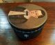 Primitive Folk Art Antique Oil Portrait Image Paper Mache Box Painted Details Primitives photo 1