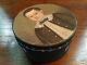 Primitive Folk Art Antique Oil Portrait Image Paper Mache Box Painted Details Primitives photo 2