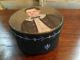 Primitive Folk Art Antique Oil Portrait Image Paper Mache Box Painted Details Primitives photo 4
