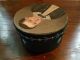 Primitive Folk Art Antique Oil Portrait Image Paper Mache Box Painted Details Primitives photo 5