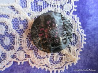1340 – Stunning 1800’s Black Glass Imitation Fabric Purple Tinted Button photo