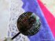 1340 – Stunning 1800’s Black Glass Imitation Fabric Purple Tinted Button Buttons photo 5