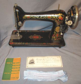 Serviced Antique 1921 Singer 66 - 1 Red Eye Treadle Sewing Machine See Video photo
